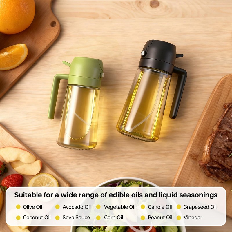 RMNJPW 2Pcs Glass Oil Sprayer for Cooking 16oz/470ml, Kitchen Gadget