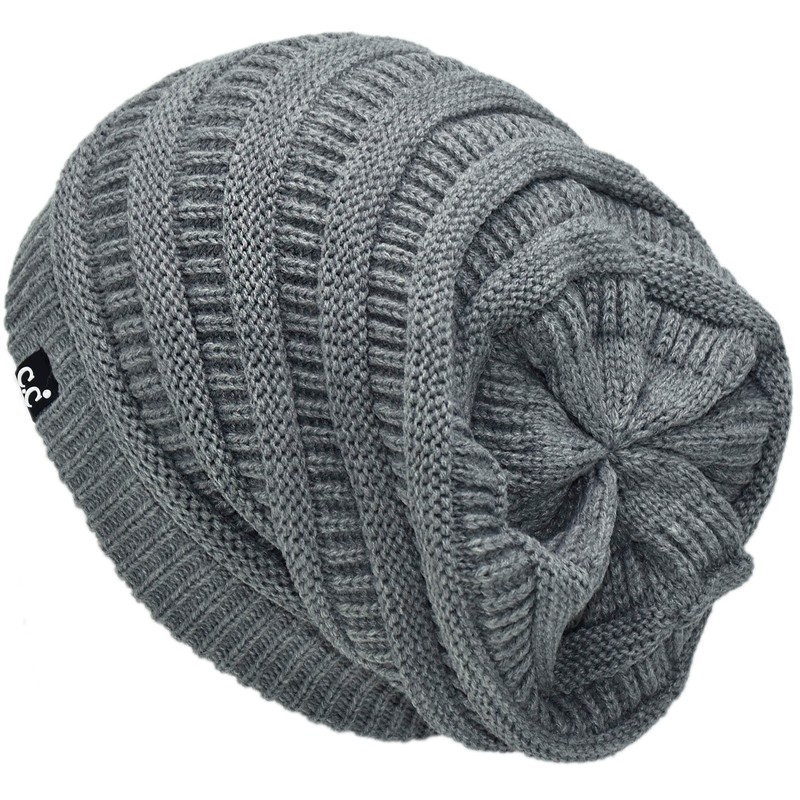 Fuzzy Lined Stretchy Cold Weather Toboggan Cap Stocking Slouchy Oversized