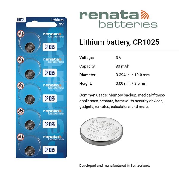 Twin Pack - 2 X Renata Cr1025 3V Lithium Coin Cell Battery