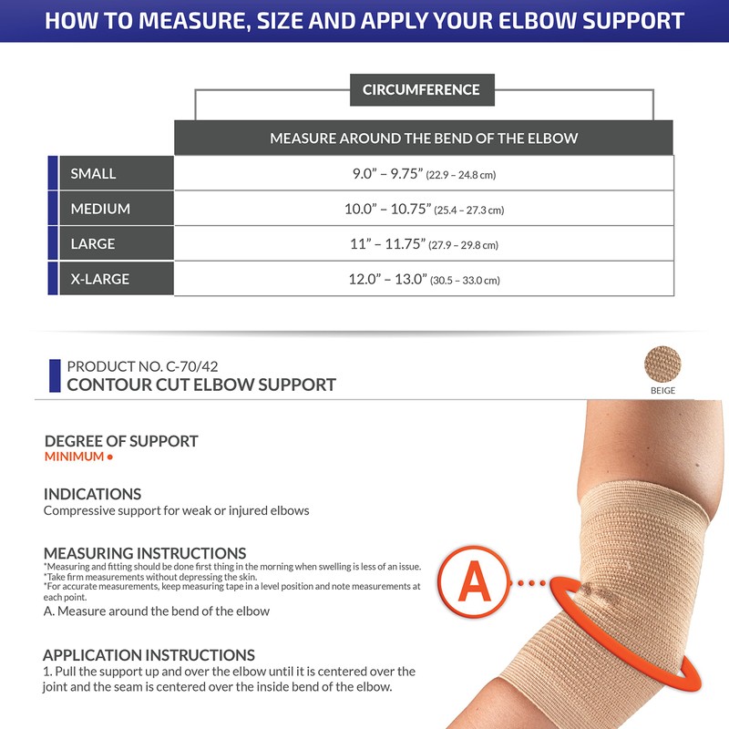 CHAMPION Elbow Support Contour Cut Bandage Elastic Knit, Beige, Small