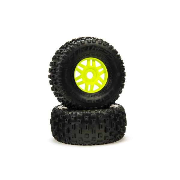 ARRMA 1/8 dBoots Fortress Front/Rear 2.4/3.3 Pre-Mounted Tires, 17mm Hex, Green (2), ARA550068