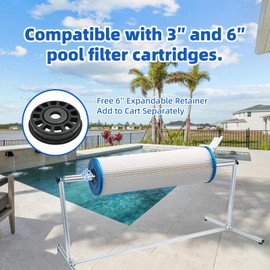 Pool Filter Cleaner Stand, 360° Rotating Rack with Water-Powered Roller, HydroSpin Cleaning System for 3 & 6 inch Cartridges, Effortless Cartridge Cleaner Tool for Swimming Pool, Spas & Saltwater Pool
