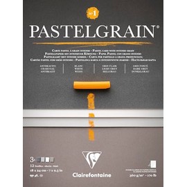 Clairefontaine 976057C PastelGrain No.1 PastelGrain Pastel-Pastel-Pastel-Pastel-12 Sheets Special Card for Dry Pastels – 18 x 24 cm 360 g – Assorted Grey Colours – Crystal Paper Dividers