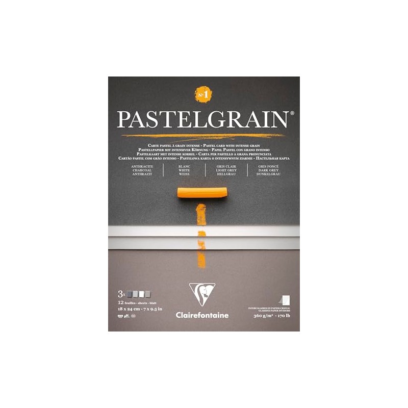 Clairefontaine 976057C PastelGrain No.1 PastelGrain Pastel-Pastel-Pastel-Pastel-12 Sheets Special Card for
