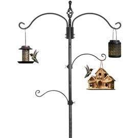 83 Inch Bird Feeder Pole Shepherd Hooks for Bird Feeders,Bird Feeding Station Kit with 5 Prongs Base Hummingbird Feeder Stand Hook for Outside