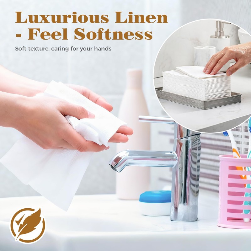 GINKGO 200 Pack Disposable Linen-Feel Guest Hand Towels