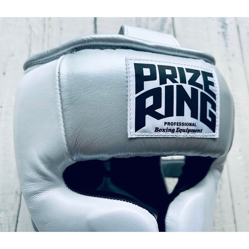 PRIZE RING "Professional SS" Lightweight Headgear, Silver/White, Large