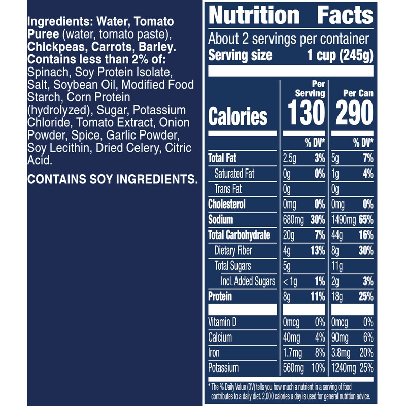 Progresso Protein Hearty Grain Vegetable Soup, Vegetarian Canned Soup, 19