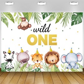 Wild One Backdrop Banner Jungle Safari 1st Birthday Backdrop Jungle Animals Wild One Birthday Decoration