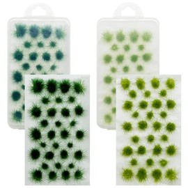 Cayway Pack of 64 Static Grass Tuft Green Static Grass Tufts Miniature Shrubs Bushes for Miniature Tabletop Games Model Railway Terrain Construction