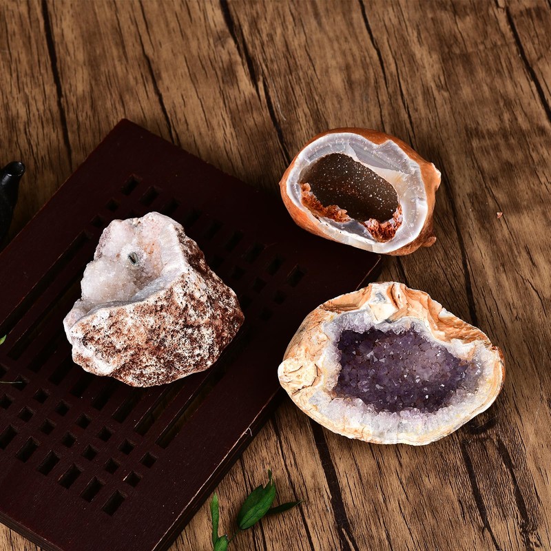 JIC Gem 1Pc Natural Quartz Crystal Geode High Energy Cutting