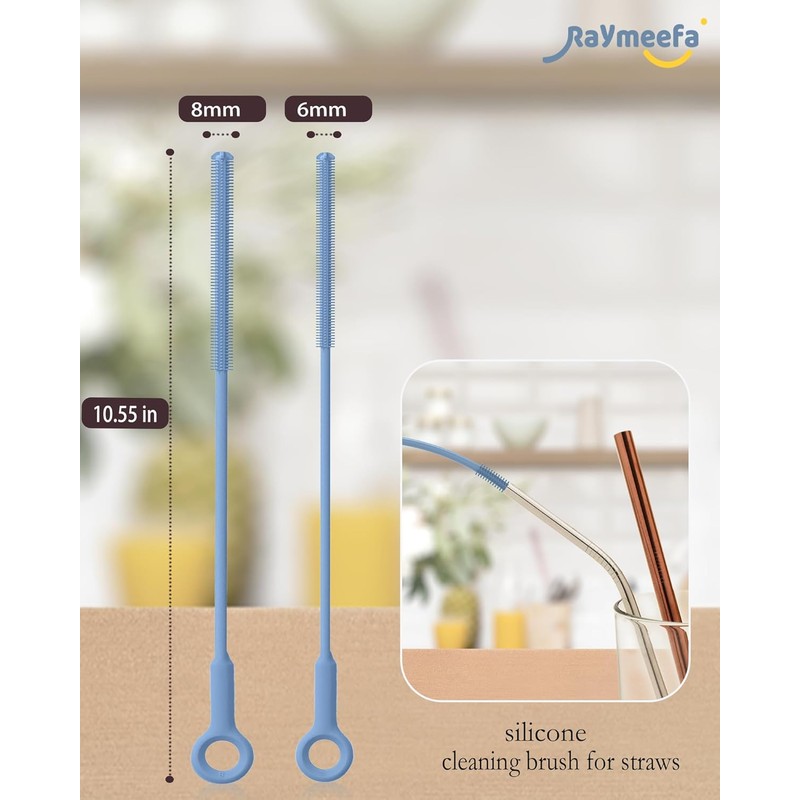 Juego de cepillos para limpiar pajitas y vasos reutilizables (azul)