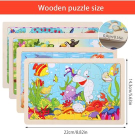 Animals Puzzle from 3 4 5 Years 4 Puzzle x 24 Pieces Children Girls Wooden Puzzle Preschool Educational Toy Montessori Puzzle Gifts for Children for Boys and Girls