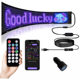 LED Signs Programmable Flexible Advertising Digital Sign LED Matrix Panel USB 5V Bluetooth Application Control DIY Scrolling LED Sign for Car Shop Bar Party Business Festival Home Decor 27''x5''