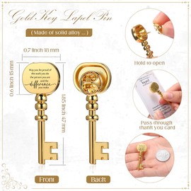 Solsew 60 Sets Employee Appreciation Gifts Bulk Key Shape Lapel Pins Inspirational Cards Opp Bags for Team Appreciation Building Recognition Gifts for Office Team Employee Teacher (May You)