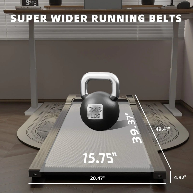 Portable 1.0HP Under Desk Treadmill with Incline Home/Office Walking Jogging