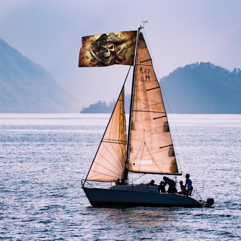 Pirate Flag – Jolly Roger Crossed Swords with Pirate Map