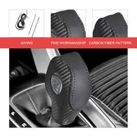 GRANDI Car Gear Shift Knob Cover, Shifter Knob Protector, Waterproof Leather Automobile Interior Accessories, Compatible with Ford Mondeo Escape Focus (Black)