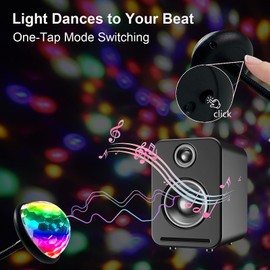 2 Pack Sound Activated Mini Disco Ball Party Lights, USB Plug & Play DJ Lighting,Stage Light for Room Home Dance Parties Karaoke Birthday Halloween Christmas Stocking Stuffers New Year's Eve Car Decor