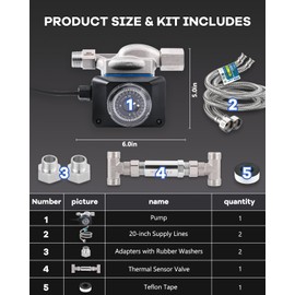 Crispaire Instant Hot Water Recirculating Pump Kit with 304 Stainless Steel Bypass Valve for Tank Water Heaters Includes All Installation Components, And 20-Inch PEX Supply Lines for Potable Water