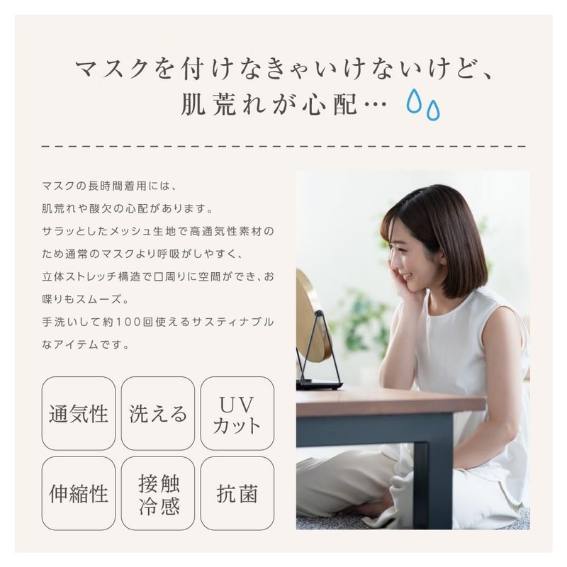 [IKplus] MA-59W Sunscreen Double-Sided Mesh Mask Face Cover, Washable 3D
