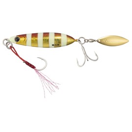 Major Craft Maki Jig Slow, Spinning Metal Jig, 1.4 oz (40 g), Zebra Red/Gold #77 Lure