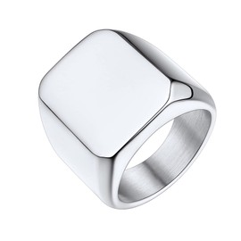 Bestyle High Polished Men's Stainless Steel Ring Simple Signet Ring Band for Men Boy, Cool Pinky Ring for Father Son and Husband,Size 10