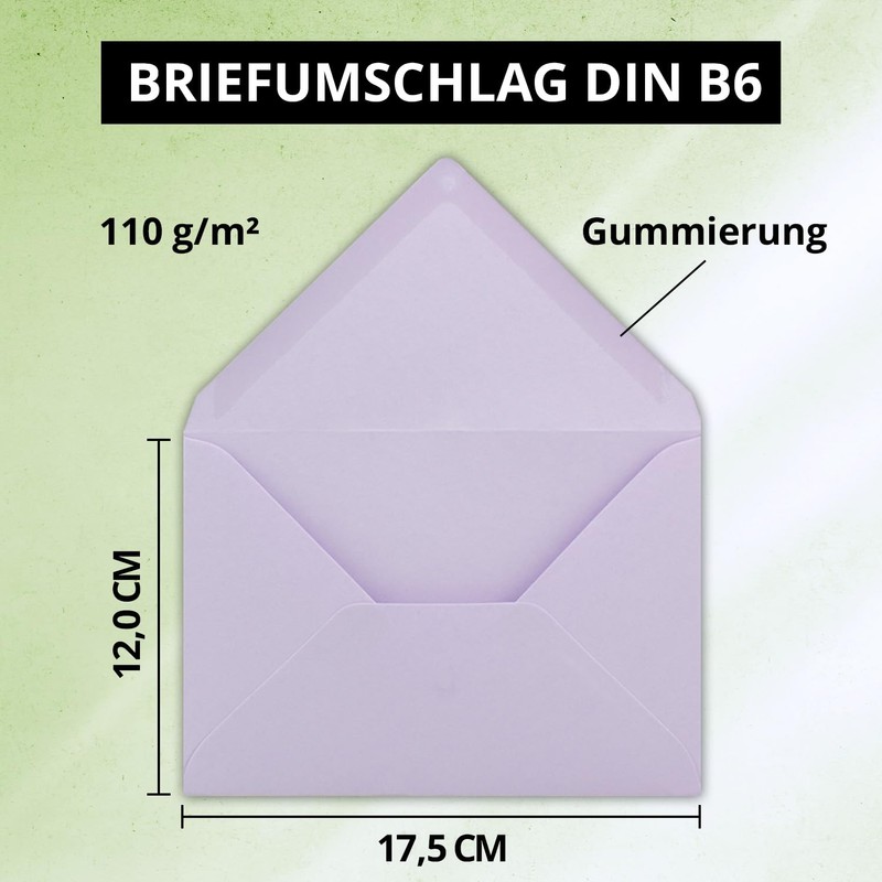 50 x B6 envelopes, purple, 12 x 17.5 cm, wet