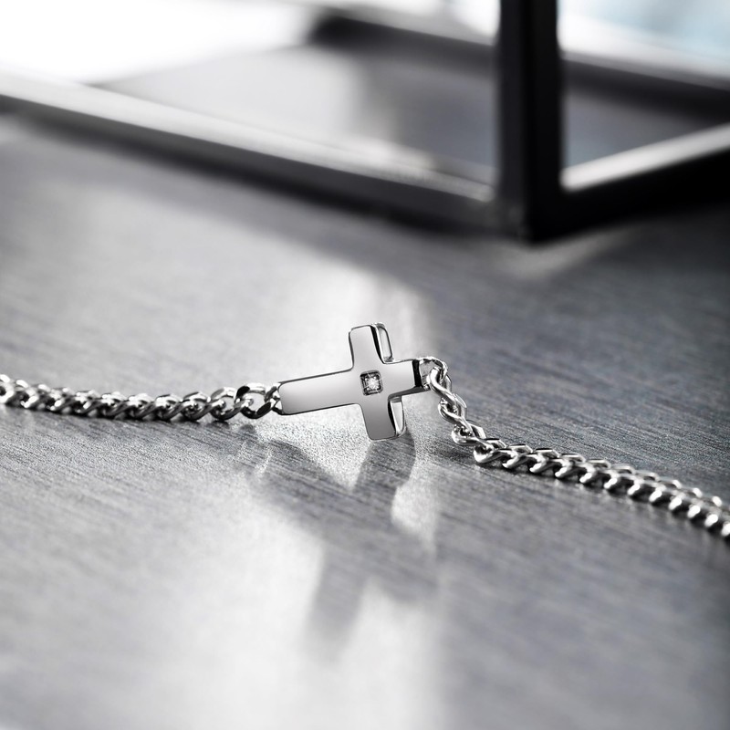 Morellato Cross SKR62 Men's Necklace Steel Zircons, Alloy Steel, Zircons