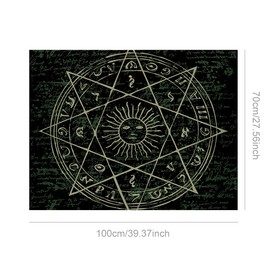 Tarot Divination Wall Tapestry, 70 x 100 cm The Moon Tapestry Wall Hanging Europe Divination Mysterious Tapestry Indoor Decorations Blanket Festival Gift with Non-marking Nails Metal clips