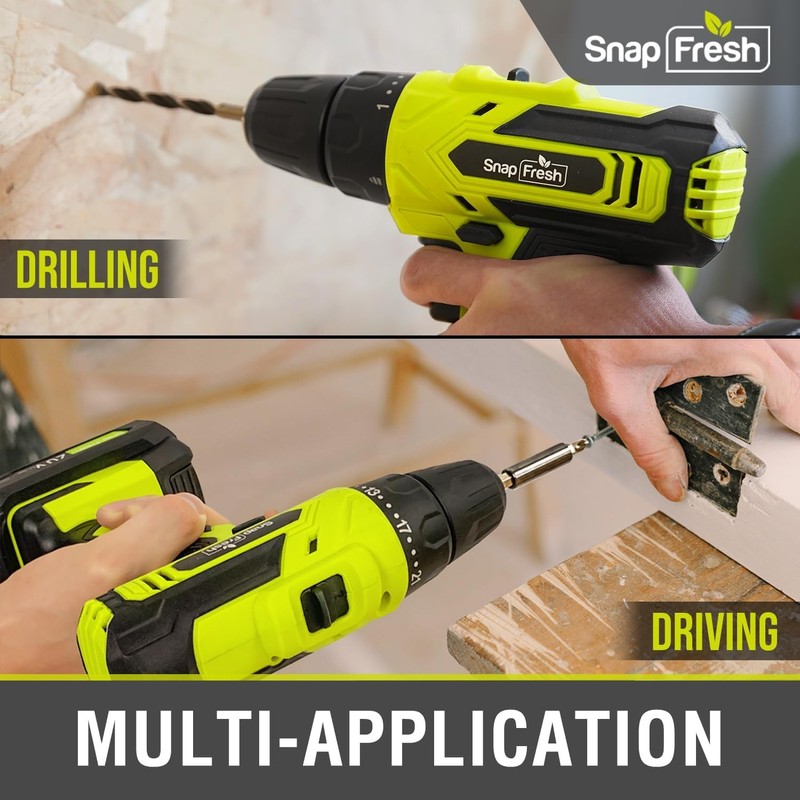 SnapFresh SnapFresh 20V Cordless Drill Set, 3/8" Power Drill with