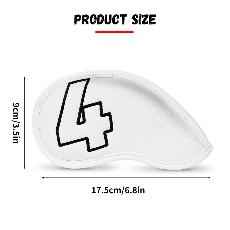 Craftsman Golf White Classic Iron Headcover set with Black Large