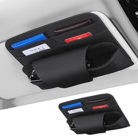 Raksonic Car Eyeglass Holder, Sun Visor Pocket, Car Eyeglass Clip, Accessory Case, Storage, Multi-functional, Pocket, Card, Receipt, Pen, Sunglasses, Car Glasses Case, Abrasion-resistant, Easy to