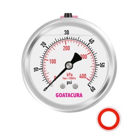 GOATACURA 0-60psi/kpa Glycerin Filled Pressure Gauge, 2-1/2" Dial Size, Stainless Steel Case, with Vent Valve, 1/4" NPT Center Back Mount, 2-1-2% Accuracy, for Measuring Gas Liquid Pressure