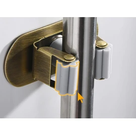 Fiunkes Mop Broom Holder Wall Mount Garden Tool Organizer, Brass Heavy Duty Tool Hanger with 3 Racks 4 Hooks for Kitchen Bathroom Closet Garage Office Laundry