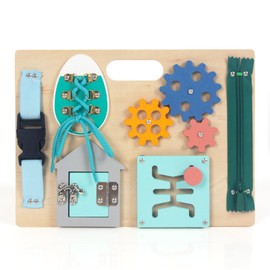 Montessori Busy Board for Toddlers, Wooden Sensory Toys, Preschool Learning Activities for Fine Motor Skills Travel Toy, Basic Life Skills Educational Gifts for Kids Boys Girls