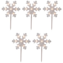 Northlight Lighted Snowflake Christmas Pathway Markers - 14.25" - 5ct