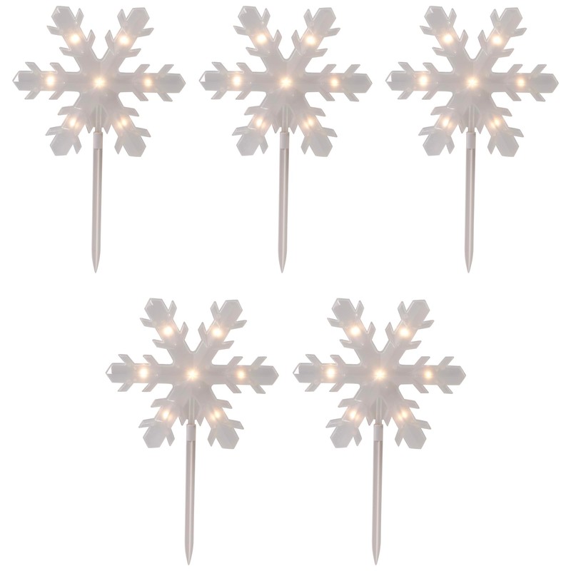 Northlight Lighted Snowflake Christmas Pathway Markers - 14.25" - 5ct