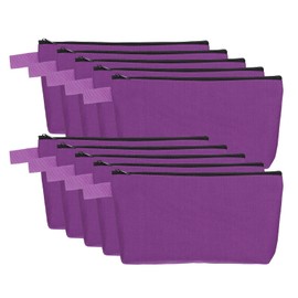 sourcing map Canvas Makeup Bags, 10 Pcs Travel Cosmetic Bags Bulk, Multipurpose Plain Toiletry Zipper Pouches Blank DIY Craft Bags Pencil Bag for Women Teens, Purple