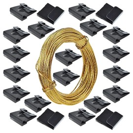 Clip Over Sawtooth Hanger Picture Frame Back Board 2-3mm Pack of 20 with Brass Picture Wire 3 Metres for Photo Frame Hanging Photos Hanger Artwork.