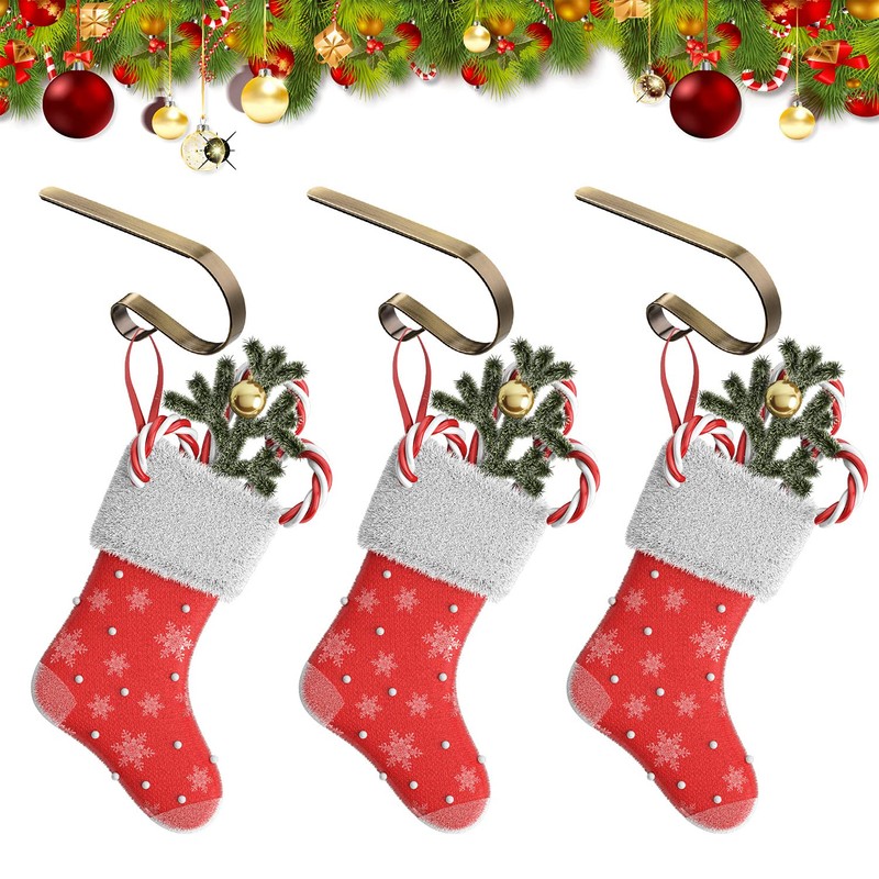 Christmas Stocking Holders Metal Mantel Stocking Hangers Adjustable Hanging Grip