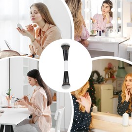 Pincel de Maquillaje Cerdas Densas De Doble Punta Brocha para Polvos Sueltos de Maquillaje - para Rubor Iluminador Corrector Bronceador Crema Difuminado Mujeres Hogar Viaje Fiesta Boda