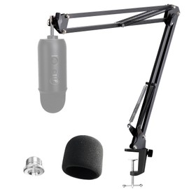 Blue Yeti Microphone Stand with Foam Cover - Suspension Boom Scissor Arm Stand and Mic Windscreen Pop Filter Compatible with Blue Yeti Microphone by YOUSHARES
