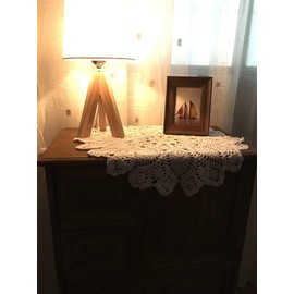 Janef Beige Handmade Crochet Cotton Table Cloth Lace Doilies Round Lace Tablecloths 20 Inches.