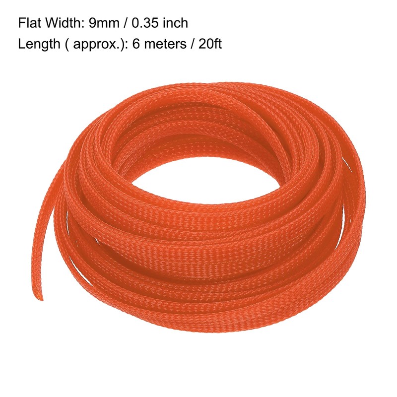 sourcing map Expandable Sleeving,3/8-inch 20ft Cable Sleeve, Orange