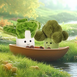 Apricot Lamb Delicious Broccoli Stuffed Animals Soft Plushies for Baby Girl and Boy, Plush Toys for Kids, Fluffy Green Vegetable 7.1 Inches