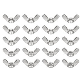 sourcing map 1/4"-20 Wing Nut 20 Pcs, 304 Stainless Steel Butterfly Wing Nuts Fasteners Parts Hand Twist Tighten Wing Nuts for Machinery Electronic Equipment DIY, Silver
