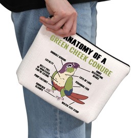 G2TUP Parrot Bird Lover Gift Anatomy of A Green Cheek Conure Makeup Bag Green Cheek Conure Mom Cosmetic Bag Bird Owner Merch (A Green Cheek C MB)