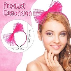 Neon Lace Bow Headband, Elastic Women's 1980s Neon Lace Headband 1980s Cosplay Hair Accessories for Women