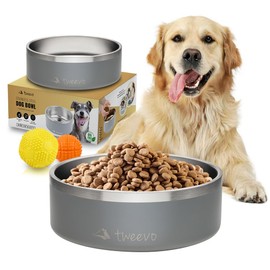 Tweevo Stainless Steel Large Dog Bowl with 2 Rubber Balls - 42oz - 7 Color Options Durable, Non-Slip, Insulated Dog Bowl, Insulated Dog Food Bowls for Medium, Large, and Extra Large Dogs